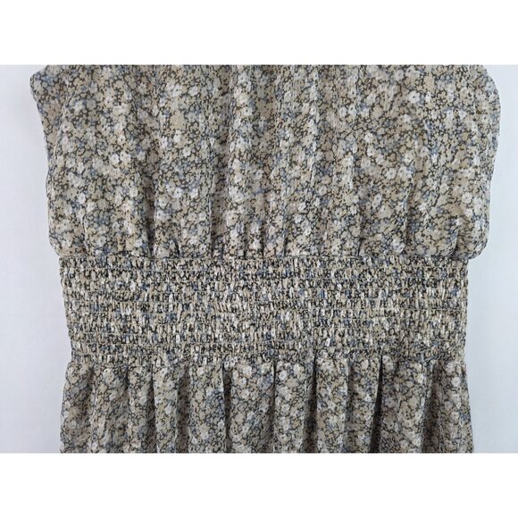 1.State Womens Dress Size Large Tan Floral Sleeveless High Neck Ruffle Lined - Picture 6 of 15